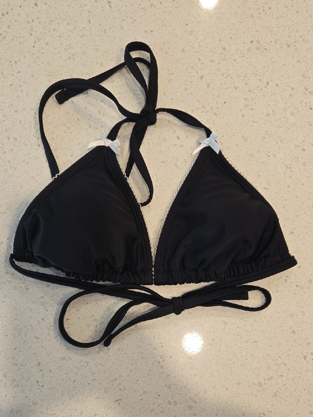 wild fable Bow Trim Triangle Tie Bikini Top - Black - Small